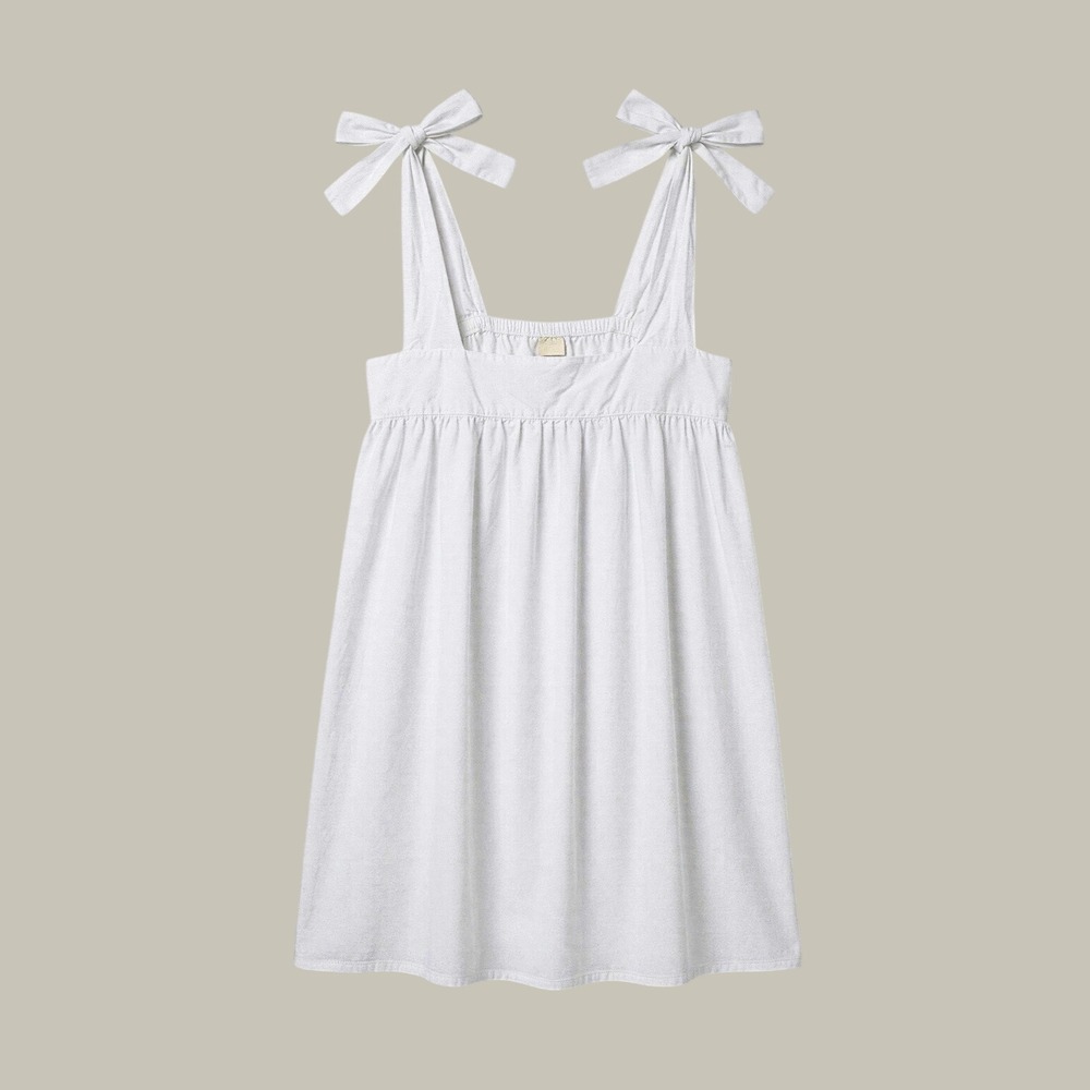 Darling Babydoll Dress Women Plus 2XL White Tie-Shoulder Cotton Mini